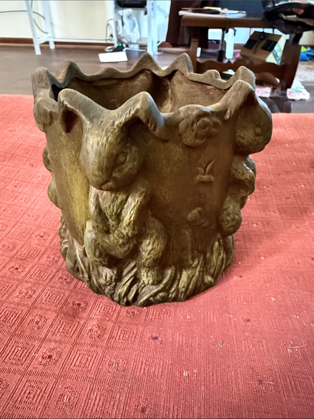 Decorative Brown Bunny Planter - Rustic Home Art